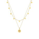 Collier double rang Femme Acier inoxydable doré et Cristal rose synthétique ROBBEZ MASSON