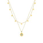 Collier double rang Femme Acier inoxydable doré et Cristal bleu synthétique ROBBEZ MASSON