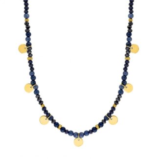 Collier Femme Acier inoxydable doré et Lapis synthétique ROBBEZ MASSON