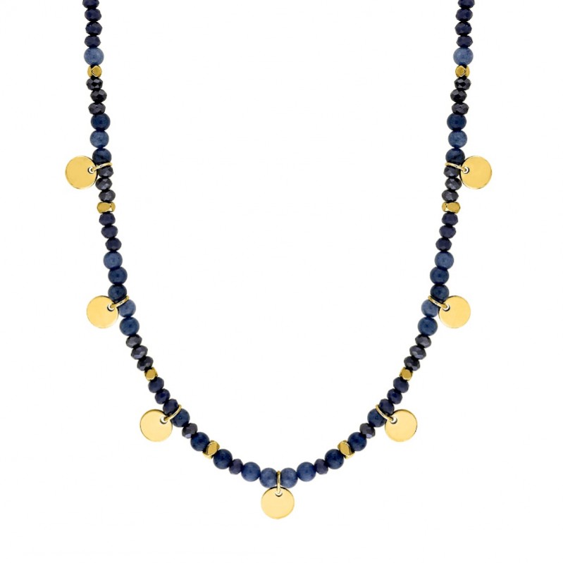 collier-femme-acier-inoxydable-doré-lapis-synthétique-robbez-masson-432202 Collier Femme Acier inoxydable doré et Lapis synthétique ROBBEZ MASSON