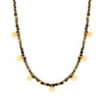 Collier Femme Acier inoxydable doré et Œil de tigre ROBBEZ MASSON