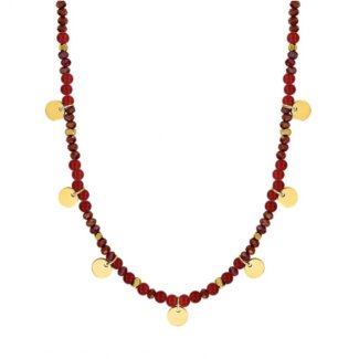 Collier Femme Acier inoxydable doré et Rubis synthétique ROBBEZ MASSON