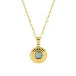 Collier Femme Acier inoxydable doré et Jade verte synthétique ROBBEZ MASSON
