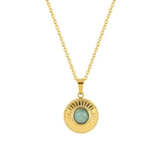 Collier Femme Acier inoxydable doré et Jade verte synthétique ROBBEZ MASSON