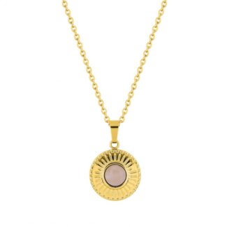 Collier Femme Acier inoxydable doré et Cristal rose synthétique ROBBEZ MASSON