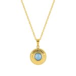 Collier Femme Acier inoxydable doré et Cristal bleu synthétique ROBBEZ MASSON