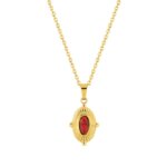 Collier Femme Acier inoxydable doré et Turquoise rouge synthétique ROBBEZ MASSON