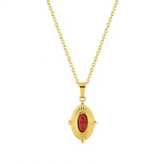 Collier Femme Acier inoxydable doré et Turquoise rouge synthétique ROBBEZ MASSON