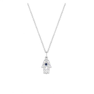 Collier main Femme Acier inoxydable et cristal bleu synthétique ROBBEZ MASSON