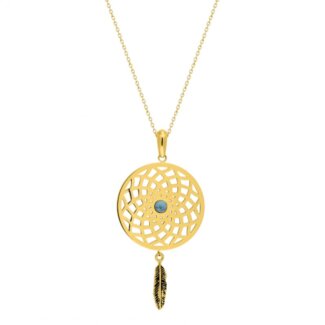 Collier Attrape rêve Femme Acier inoxydable doré et turquoise synthétique ROBBEZ MASSON