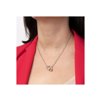 Collier double Cœur Femme Acier inoxydable bicolore et strass LOTUS LS2117-1/1 porté