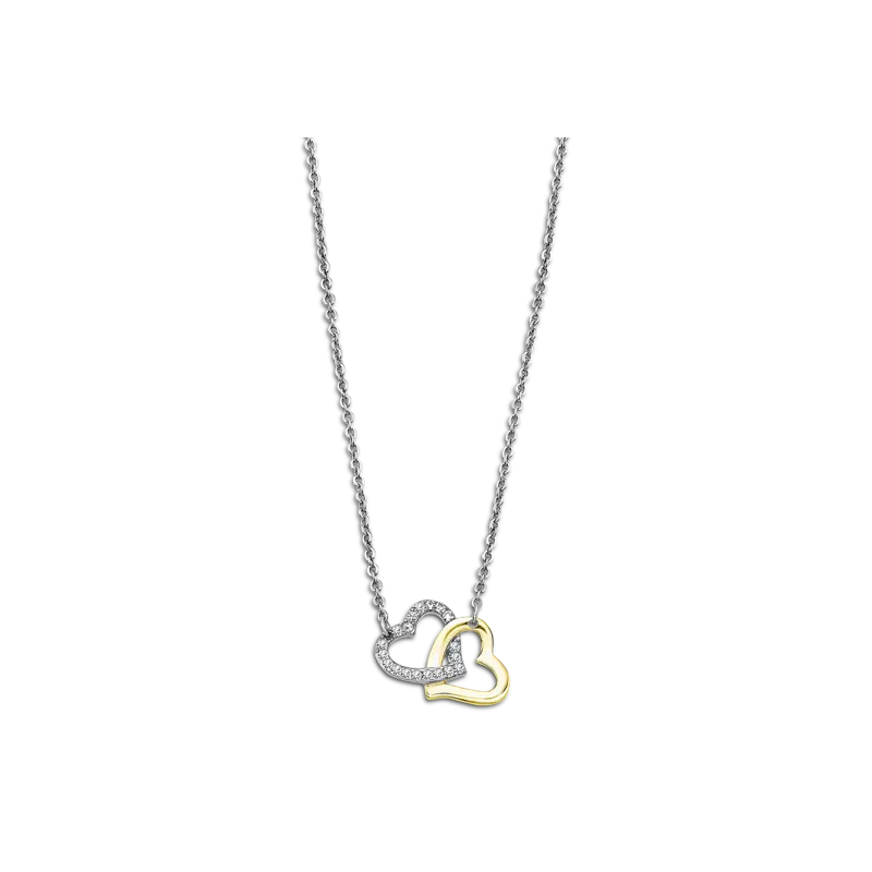 Collier double Cœur Femme Acier inoxydable bicolore et strass LOTUS LS2117-1/1