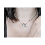 Collier double Cœur Femme Acier inoxydable et strass de couleurs LOTUS LS1912-1/2 porté
