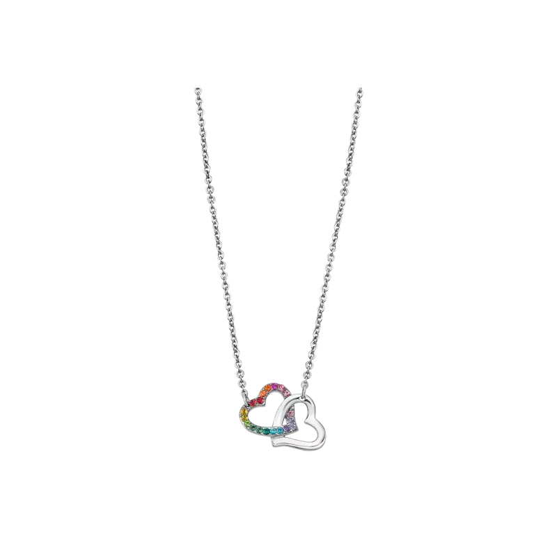 collier-femme-coeur-acier-inoxydable-et-strass-de-couleur-LOTUS-LS1912-1-2 Collier double Cœur Femme Acier inoxydable et strass de couleurs LOTUS LS1912-1/2