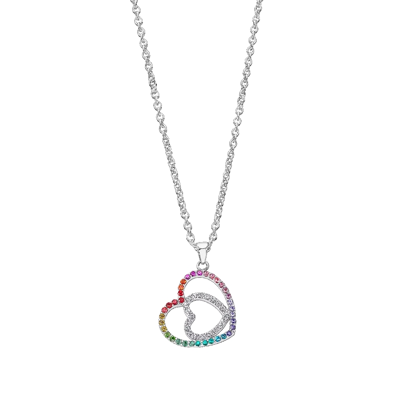 collier-femme-coeur-acier-inoxydable-et-strass-de-couleur-LOTUS-LS1943-1-2 Collier double Cœur Femme Acier inoxydable et strass de couleurs LOTUS LS1943-1/2