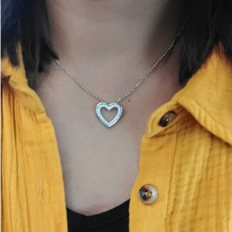 Collier Femme Cœur Argent 925/1000 et Oxydes de zirconium LOTUS LP3123-1/1 porté