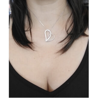Collier Cœur Femme Argent 925/1000 et Oxydes de zirconium ROBBEZ MASSON porté