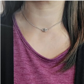 Collier Grain de café Femme Argent 925/1000 et Oxyde de zirconium ROBBEZ MASSON porté