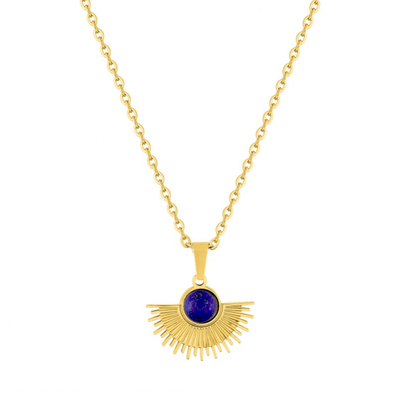 collier-femme-lapis-acier-inoxydable-doré-robbez-masson-432144 Collier Femme Acier inoxydable doré et Lapis synthétique ROBBEZ MASSON