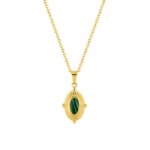 Collier Femme Acier inoxydable doré et Malachite synthétique ROBBEZ MASSON