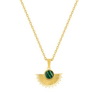 Collier Femme Acier inoxydable doré et Malachite synthétique ROBBEZ MASSON
