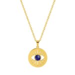 Collier Œil Femme Acier inoxydable doré et Lapis synthétique ROBBEZ MASSON