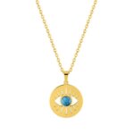 Collier Œil Femme Acier inoxydable doré et Turquoise synthétique ROBBEZ MASSON