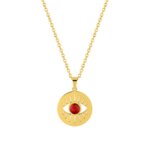 Collier Œil Femme Acier inoxydable doré et Turquoise rouge synthétique ROBBEZ MASSON