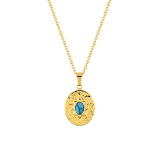 Collier Femme Acier inoxydable doré et Turquoise synthétique ROBBEZ MASSON