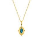 Collier Femme Acier inoxydable doré et Turquoise synthétique ROBBEZ MASSON