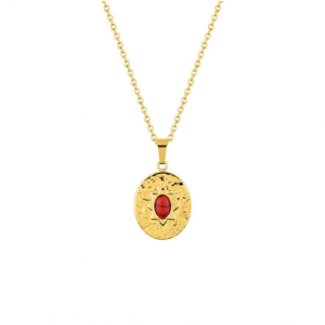 Collier Femme Acier inoxydable doré et Turquoise rouge synthétique ROBBEZ MASSON