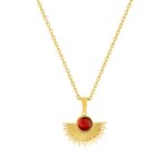 Collier Femme Acier inoxydable doré et Turquoise rouge synthétique ROBBEZ MASSON