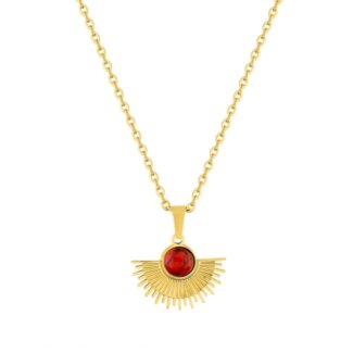 Collier Femme Acier inoxydable doré et Turquoise rouge synthétique ROBBEZ MASSON