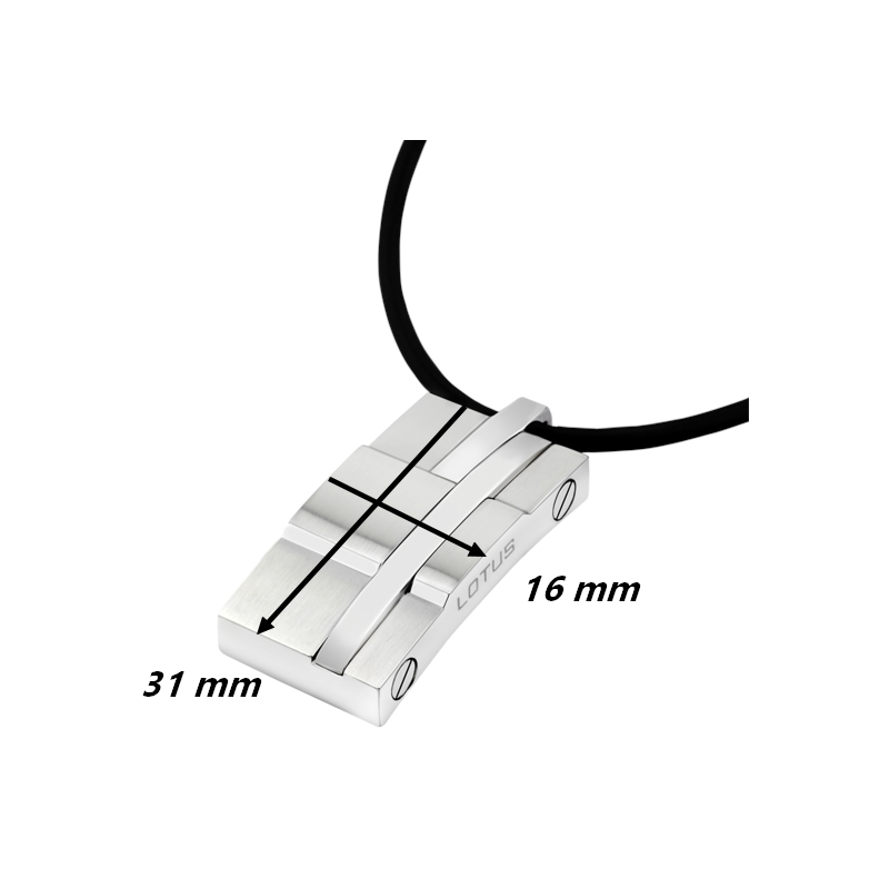 Collier Homme Acier inoxydable et cordon caoutchouc LOTUS LS1316-1/1, dimensions