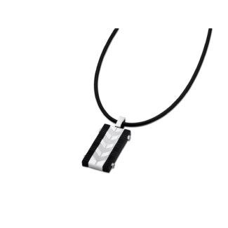 Collier Homme Acier inoxydable gris et noir, cordon caoutchouc LOTUS LS1729-1/2