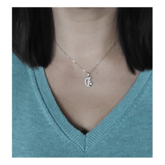 Collier Mère-Enfant, naissance, Argent 925/1000 et Oxydes de zirconium LOTUS LP3236-1/1 porté