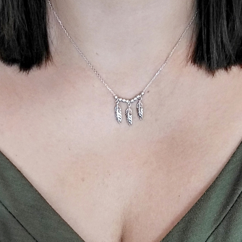 Collier Plume Femme Argent 925/1000 LOTUS LP3046-1/1 porté