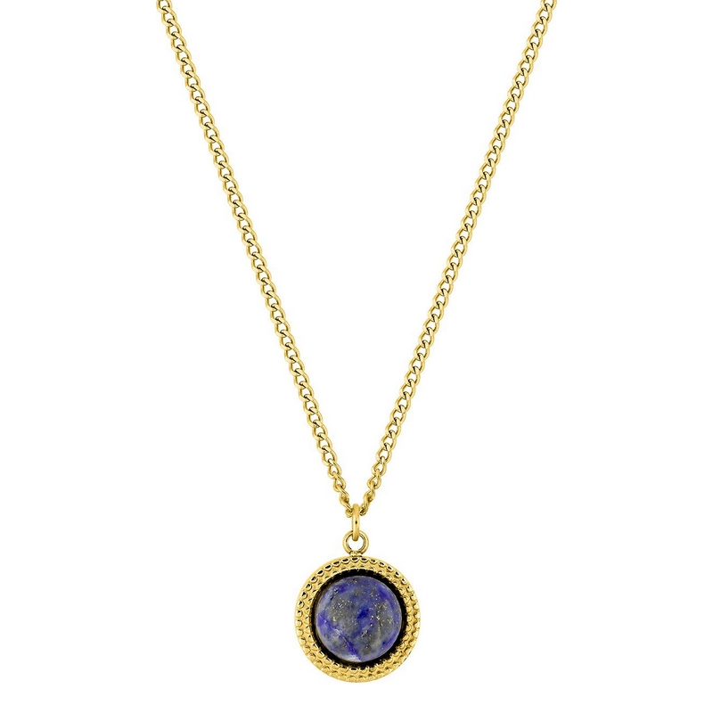 Collier rond Femme Acier inoxydable doré et Lapis synthétique ROBBEZ MASSON