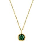 Collier rond Femme Acier inoxydable doré et Malachite synthétique ROBBEZ MASSON