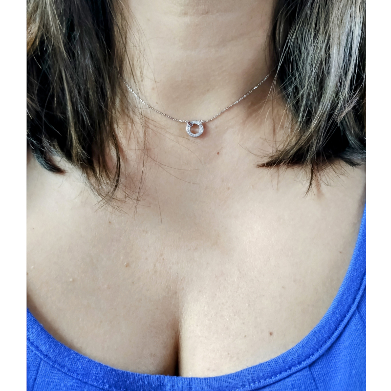 Collier rond Femme Argent 925/1000 et Oxyde de zirconium ROBBEZ MASSON porté