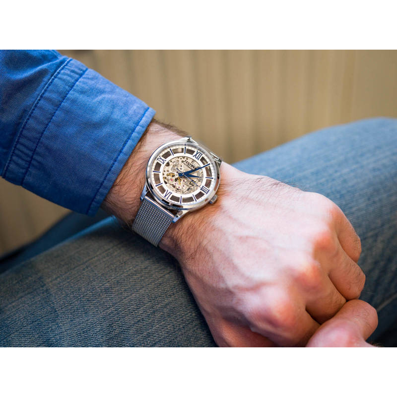 montre-FESTINA-automatique-homme-acier-inoxydable-f20534-1-portée Montre Automatique Homme Acier inoxydable FESTINA F20534/1 portée