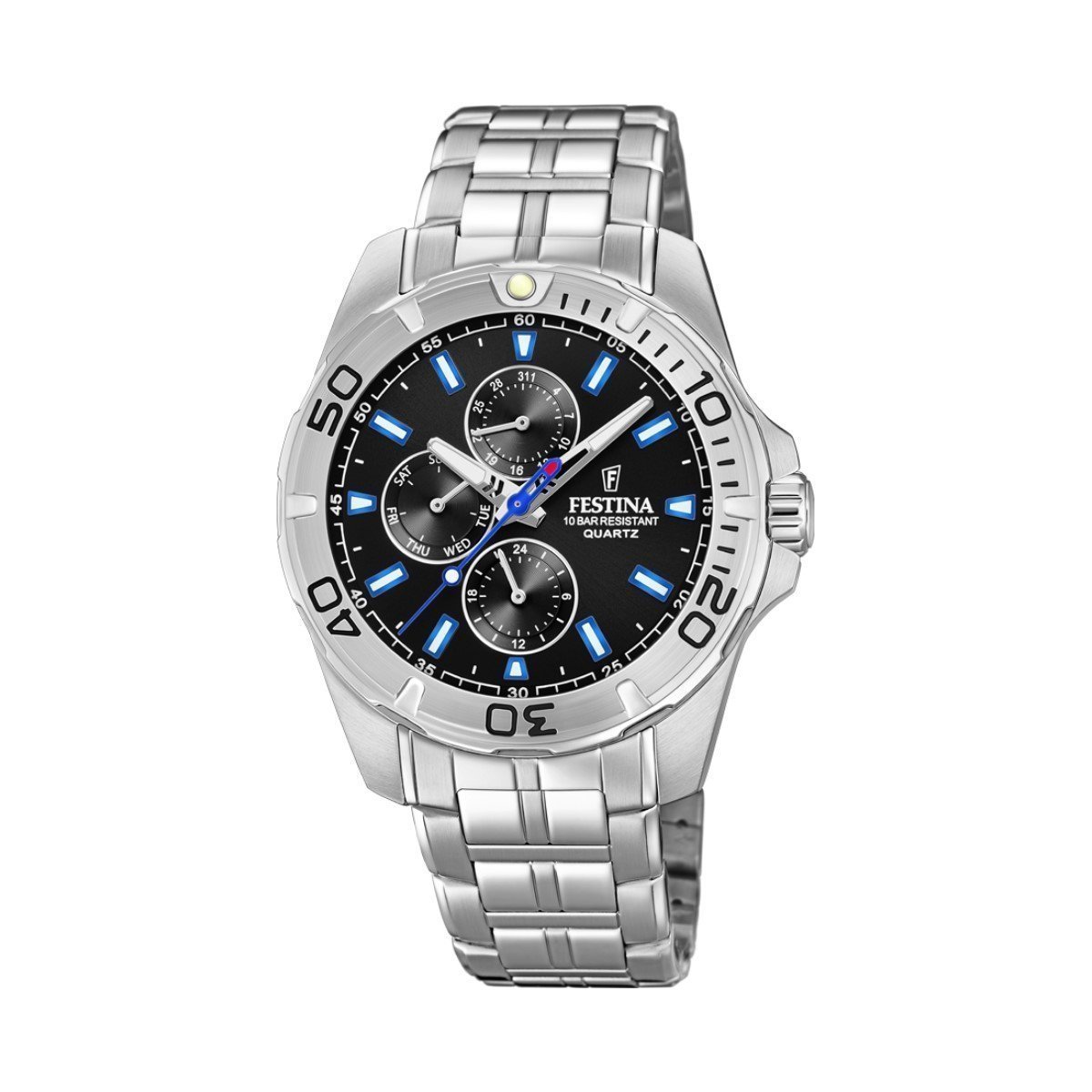 montre-FESTINA-bleue-et-noire-homme-acier-inoxydable-f20445-6 Montre multifonction noire Homme Acier inoxydable FESTINA F20445/6