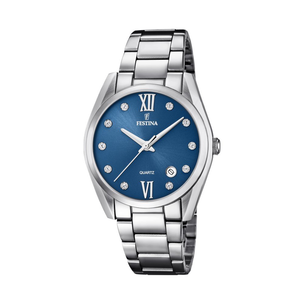 montre-FESTINA-femme-boyfriend-acier-inoxydable-bleu-F16790-C Montre » Boyfriend » Femme Acier inoxydable, cadran bleu FESTINA F16790/C