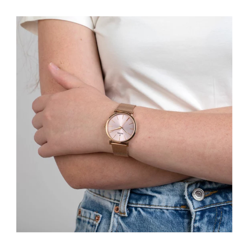 montre-FESTINA-femme-boyfriend-acier-inoxydable-rose-F20477-1-portée Montre » Boyfriend » Femme Acier inoxydable rose FESTINA F20477/1 portée