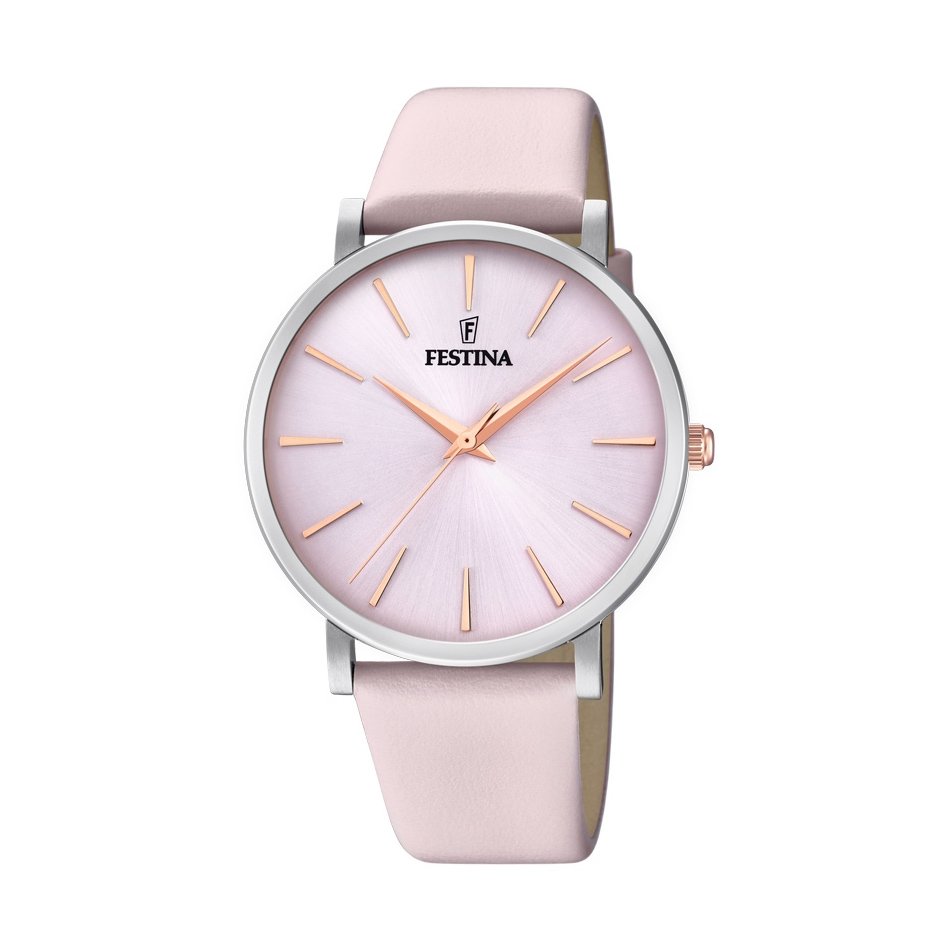 montre-FESTINA-femme-boyfriend-cuir-rose-F20371-2 Montre » Boyfriend » Femme Cuir rose FESTINA F20371/2