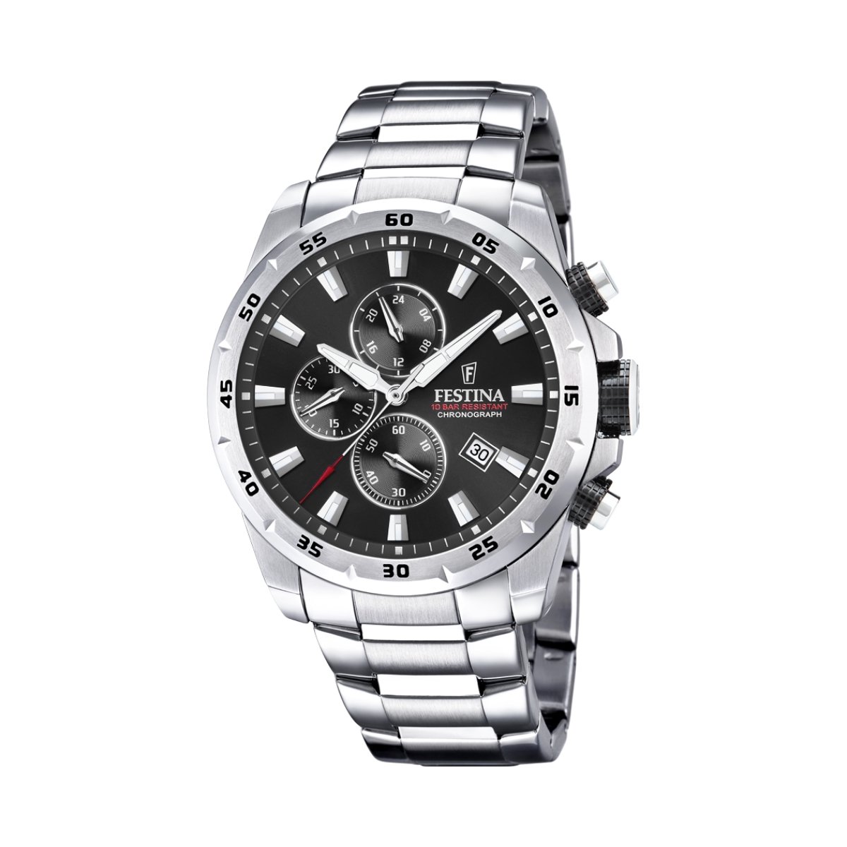 montre-FESTINA-homme-acier-chronographe-noir-f20463-4 Montre Chronographe noire Homme Acier inoxydable FESTINA F20463/4