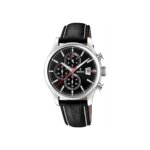 Montre Chronographe Homme, Acier inoxydable et Cuir noir FESTINA F20375/3