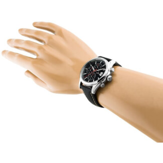 Montre Chronographe Homme, Acier inoxydable et Cuir noir FESTINA F20375/3 portée