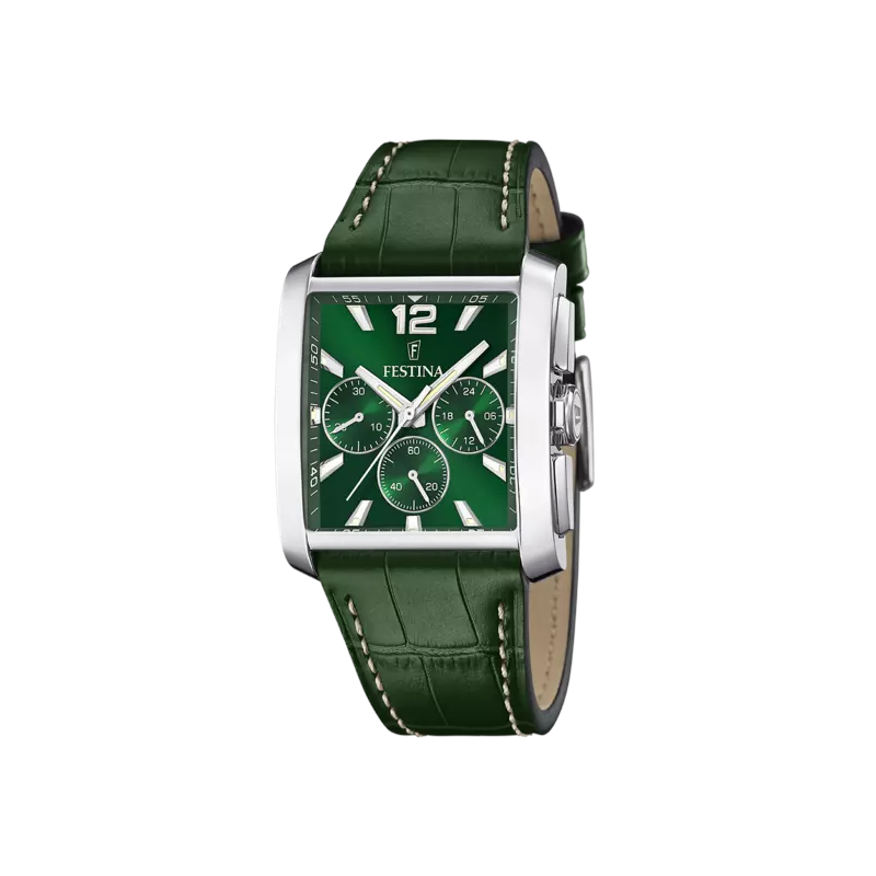 Montre » On the Square » Homme Acier inoxydable et Cuir vert FESTINA F20636/3