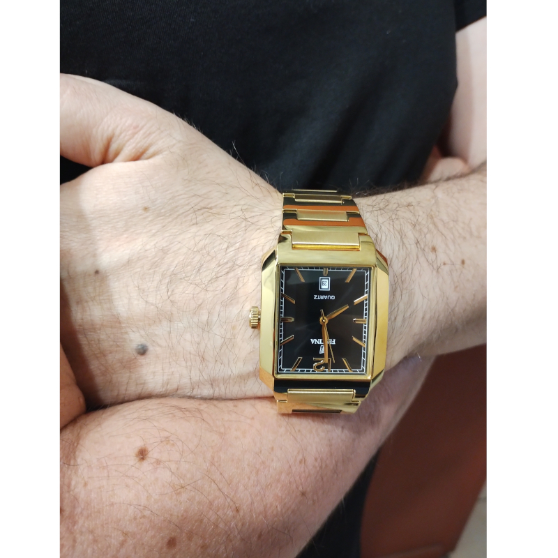 montre-FESTINA-noire-homme-acier-inoxydable-doré-f20678-4-portée Montre » On the Square » Homme Acier inoxydable doré FESTINA F20678/4 portée